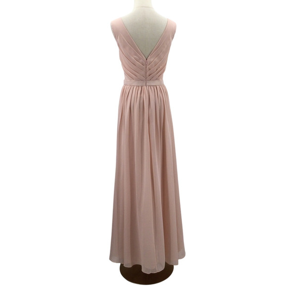 AW BRIDAL sz 8 M pink blush Gwyneth chiffon bridesmaid party maxi dress NEW b161 - Picture 2 of 7